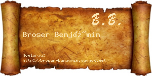 Broser Benjámin névjegykártya